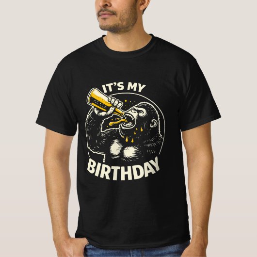 Birthday Beer Chugging Gorilla  Tシャツ (正面)