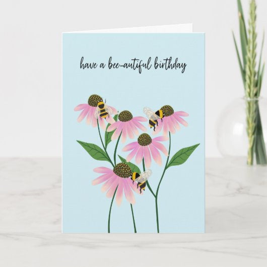 Birthday Bees and Cone Flowers カード (正面)