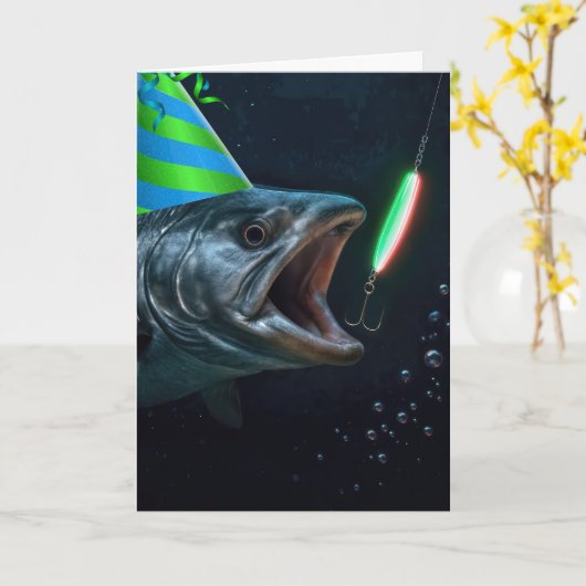 Birthday Big Fish with Neon Lure カード (黄色い花)