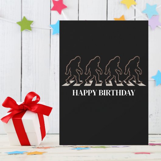 Birthday Bigfoot Silhouette Crossing Street Funny  招待状