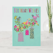 Birthday Birds with Presents on a Branch カード (正面)
