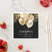 Birthday black gold balloons glitter スタンダードカクテルナプキン (インサイチュ)