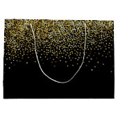 Birthday Black Gold Glitter Glamorous Thank You ラージペーパーバッグ (裏面)
