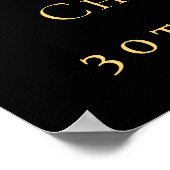 Birthday black gold glitter photo welcome ポスター (角)