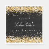 Birthday black gold name elegant luncheon スタンダードランチョンナプキン (正面)