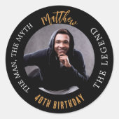 Birthday black photo man myth legend ラウンドシール (正面)