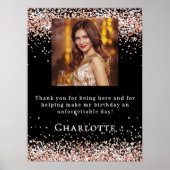 Birthday black rose gold photo welcome ポスター (正面)