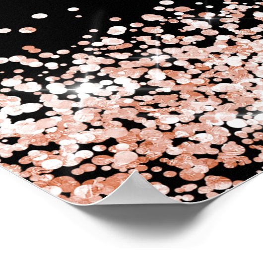 Birthday black rose gold welcome ポスター (角)