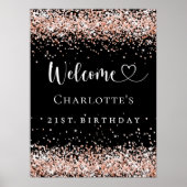 Birthday black rose gold welcome ポスター (正面)