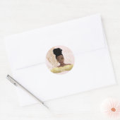 Birthday, Black Woman, Gold Tropical Leaf, Pink ラウンドシール (封筒)