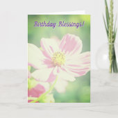 Birthday Blessings Pink Floral Happy Birthday  カード (正面)