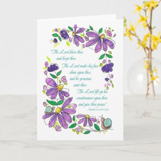 Birthday Blessings Scripture Numbers 6:24-26 カード (黄色い花)