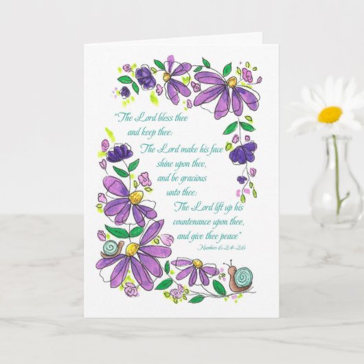 Birthday Blessings Scripture Numbers 6:24-26 カード (小さな植物)