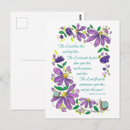 Birthday Blessings Scripture Numbers 6:24-26 ポストカード (正面/裏面)
