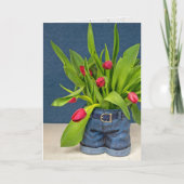 Birthday Blue Jeans Pot With Tulips カード (正面)
