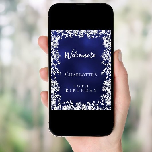 Birthday blue snowflakes welcome ポスター