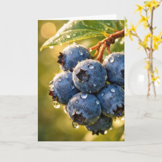 Birthday Blueberries with Raindrops カード (黄色い花)