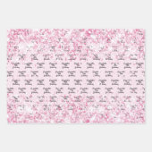 Birthday blush pink glitter dust name ラッピングペーパーシート (正面3)