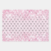 Birthday blush pink glitter dust name ラッピングペーパーシート (正面3)