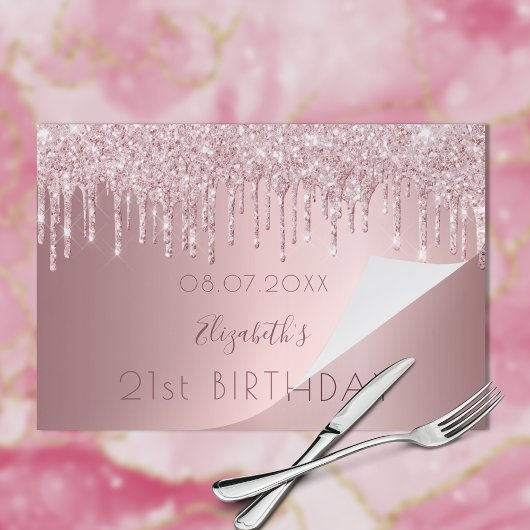 Birthday blush pink glitter name paper placemat ペーパーパッド