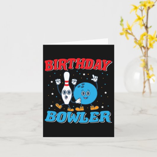 Birthday Bowler - Boys Birthday Funny Kids Bowling カード (黄色い花)