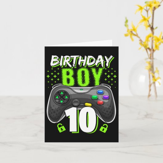 Birthday Boy 10 Video Game Controller Gamer 10th B カード (黄色い花)