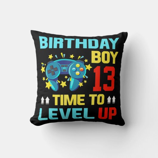 Birthday Boy 13  13 Year Old Video Games Gift Kids クッション (正面)