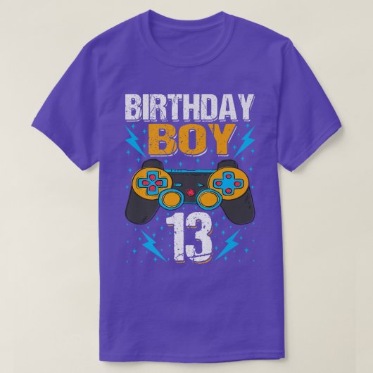 Birthday Boy 13 Video Game Controller Gamer 13th B Tシャツ (デザイン正面)