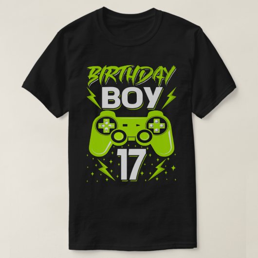 Birthday Boy 17 Video Game Controller Gamer 17th B Tシャツ (デザイン正面)