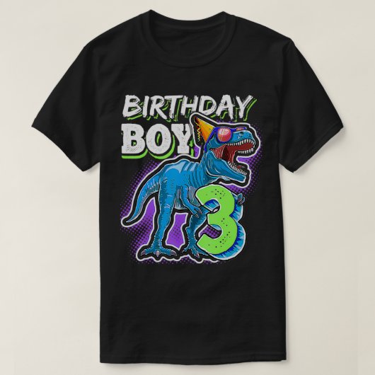 Birthday Boy 3 3rd Birthday T Re Dinosaur Party Gi Tシャツ (デザイン正面)