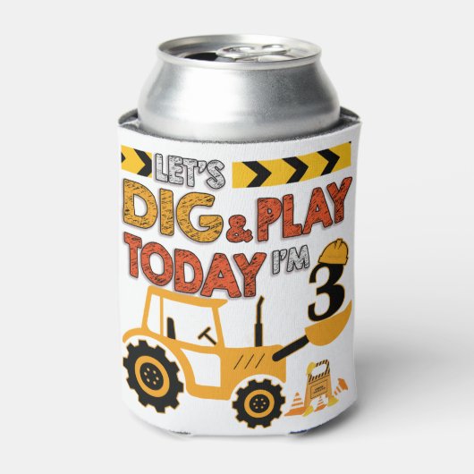 Birthday Boy 3 Construction 3rd Birthday Excavator 缶クーラー (缶正面)