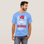 Birthday Boy 4wo Race Car 4th Birthday Racing frie Tシャツ (正面フル)