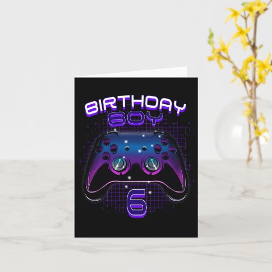 Birthday Boy 6 Video Game Controller Gamer 6th Bir カード (黄色い花)
