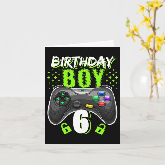 Birthday Boy 6 Video Game Controller Gamer 6th Bir カード (黄色い花)