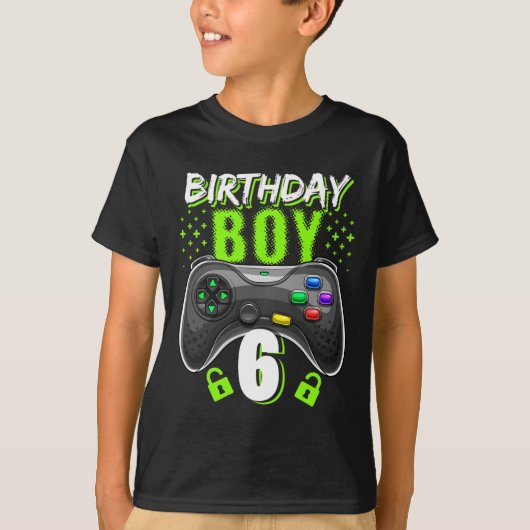 Birthday Boy 6 Video Game Controller Gamer 6th Bir Tシャツ (正面)