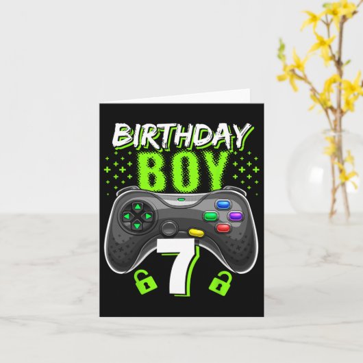 Birthday Boy 7 Video Game Controller Gamer 7th Bir カード (黄色い花)