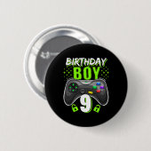 Birthday Boy 9 Video Game Controller Gamer 9th Bir 缶バッジ (正面&裏面)