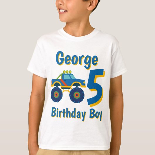 Birthday Boy Blue Monster Truck Age  Tシャツ (正面)