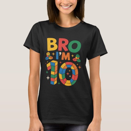 Birthday Boy Bro Iu2019m 10 Year Old Building Bloc Tシャツ (正面)