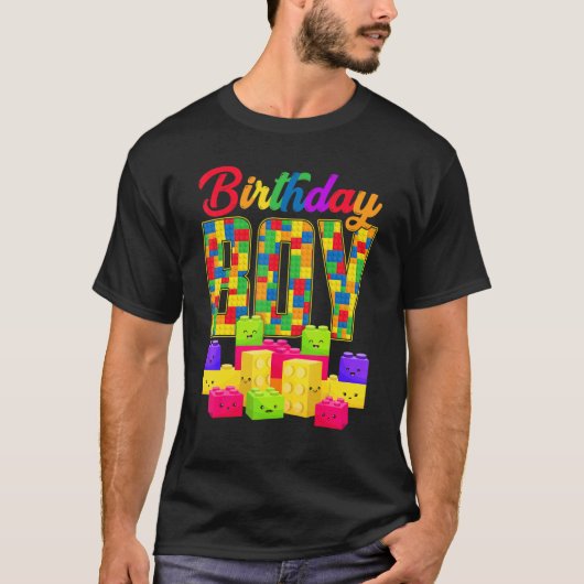 Birthday Boy Building Block Builders B Day Boys Ki Tシャツ (正面)