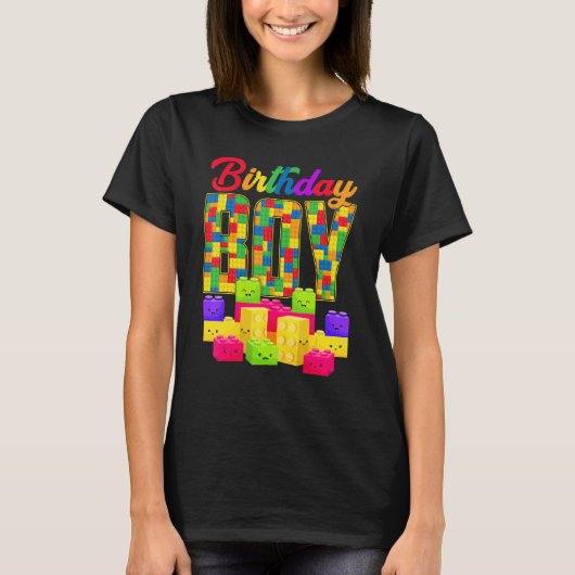 Birthday Boy Building Block Builders B Day Boys Ki Tシャツ (正面)
