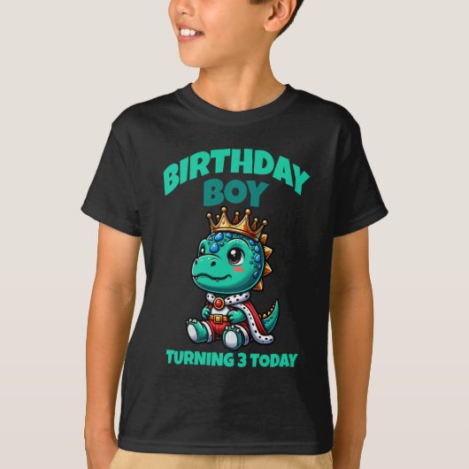 Birthday Boy Dino T-Shirt - Turning 3 Today Custum Tシャツ (正面)