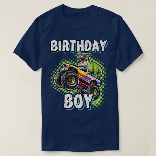 Birthday Boy Dinosaur Monster Truck Matching Famil Tシャツ (デザイン正面)