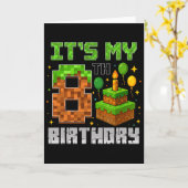 Birthday Boy It's My 8th Birthday Gamer Pixel Boy  カード (黄色い花)