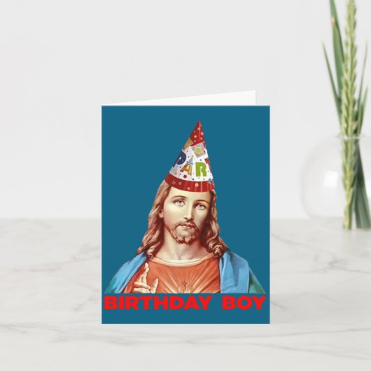 Birthday Boy Jesus Funny Christmas Party Hat Long  カード (正面)