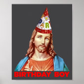 Birthday Boy Jesus Funny Christmas Party Hat Long  ポスター (正面)