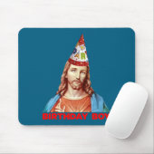 Birthday Boy Jesus Funny Christmas Party Hat Long マウスパッド (マウス)