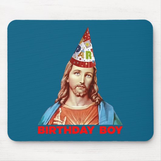 Birthday Boy Jesus Funny Christmas Party Hat Long マウスパッド (正面)