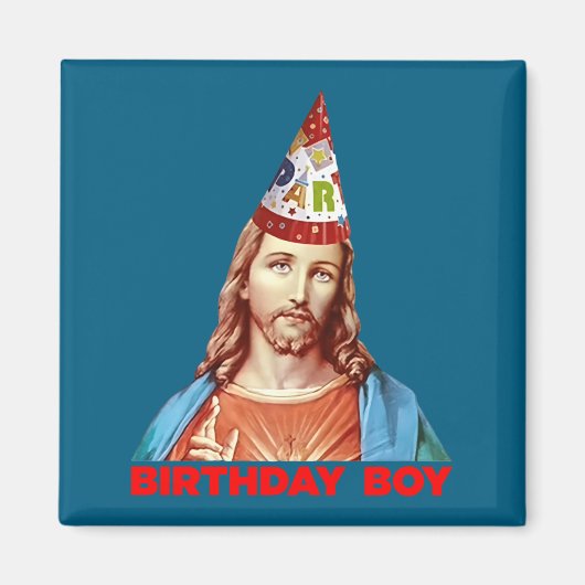 Birthday Boy Jesus Funny Christmas Party Hat Long  マグネット (正面)