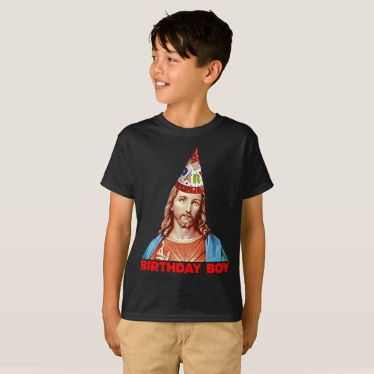 Birthday Boy Jesus Funny Christmas Party Hat Long  Tシャツ (正面フル)